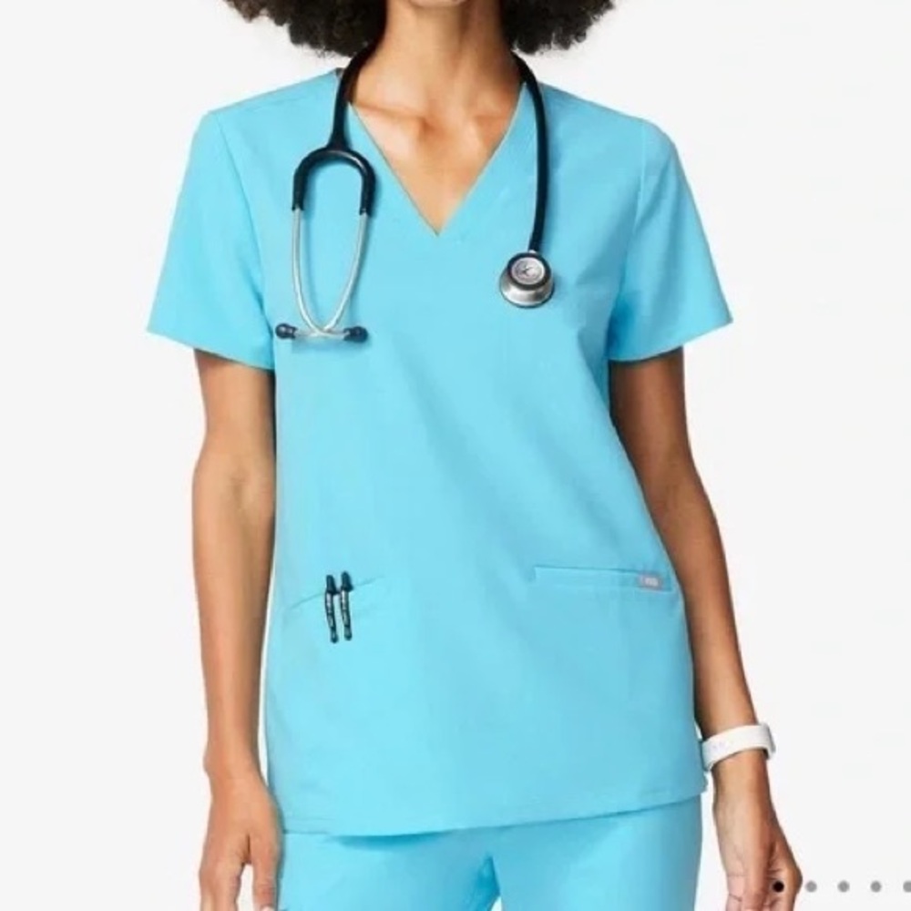 NEW Figs Neon Blue Scrub Top